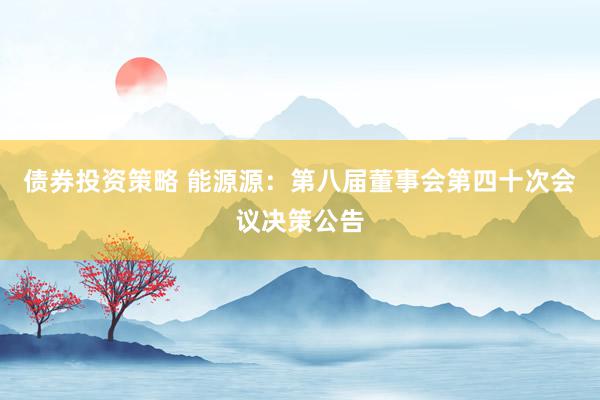 债券投资策略 能源源：第八届董事会第四十次会议决策公告