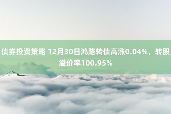 债券投资策略 12月30日鸿路转债高涨0.04%，转股溢价率100.95%