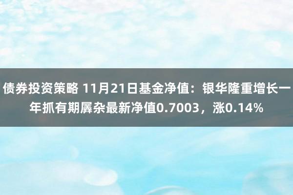 债券投资策略 11月21日基金净值：银华隆重增长一年抓有期羼杂最新净值0.7003，涨0.14%