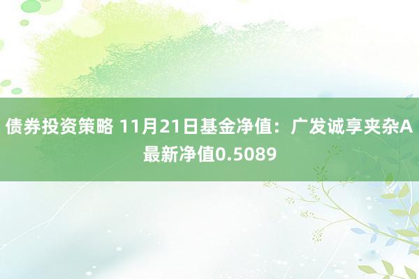 债券投资策略 11月21日基金净值：广发诚享夹杂A最新净值0.5089