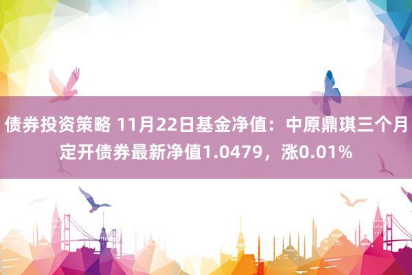 债券投资策略 11月22日基金净值：中原鼎琪三个月定开债券最新净值1.0479，涨0.01%