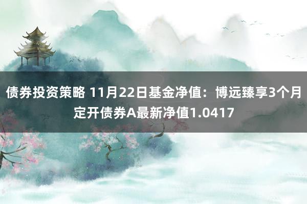 债券投资策略 11月22日基金净值：博远臻享3个月定开债券A最新净值1.0417