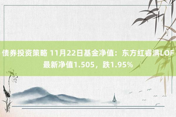 债券投资策略 11月22日基金净值：东方红睿满LOF最新净值1.505，跌1.95%