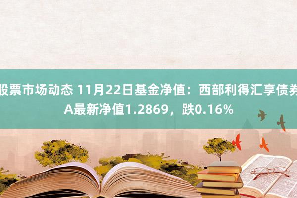 股票市场动态 11月22日基金净值：西部利得汇享债券A最新净值1.2869，跌0.16%