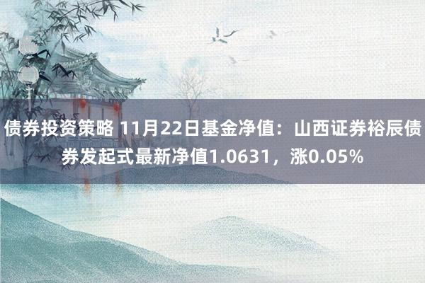 债券投资策略 11月22日基金净值：山西证券裕辰债券发起式最新净值1.0631，涨0.05%