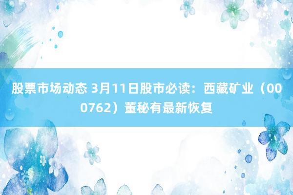 股票市场动态 3月11日股市必读：西藏矿业（000762）董秘有最新恢复