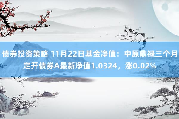 债券投资策略 11月22日基金净值：中原鼎禄三个月定开债券A最新净值1.0324，涨0.02%