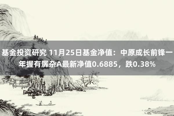 基金投资研究 11月25日基金净值：中原成长前锋一年握有羼杂A最新净值0.6885，跌0.38%