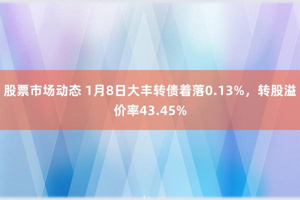 股票市场动态 1月8日大丰转债着落0.13%，转股溢价率43.45%