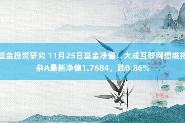 基金投资研究 11月25日基金净值：大成互联网想维搀杂A最新净值1.7684，跌0.86%