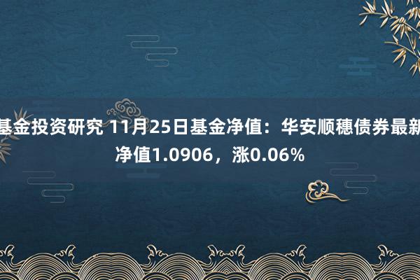 基金投资研究 11月25日基金净值：华安顺穗债券最新净值1.0906，涨0.06%