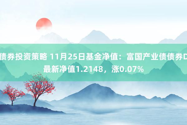 债券投资策略 11月25日基金净值：富国产业债债券D最新净值1.2148，涨0.07%