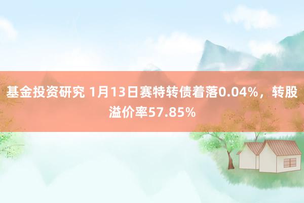 基金投资研究 1月13日赛特转债着落0.04%，转股溢价率57.85%